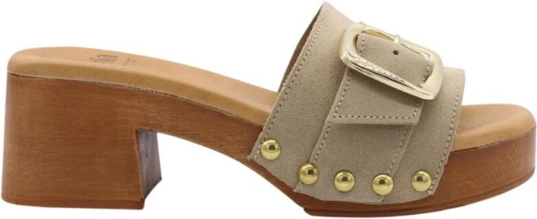 E mia Houten Klompen Gympie Mules met Hak