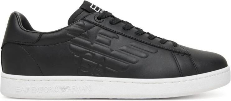 Ea7 emporio armani Leather Lace-Up Sneakers with Rubber Sole Black