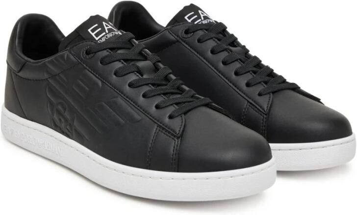 Ea7 emporio armani Leather Lace-Up Sneakers with Rubber Sole Black - Foto 8