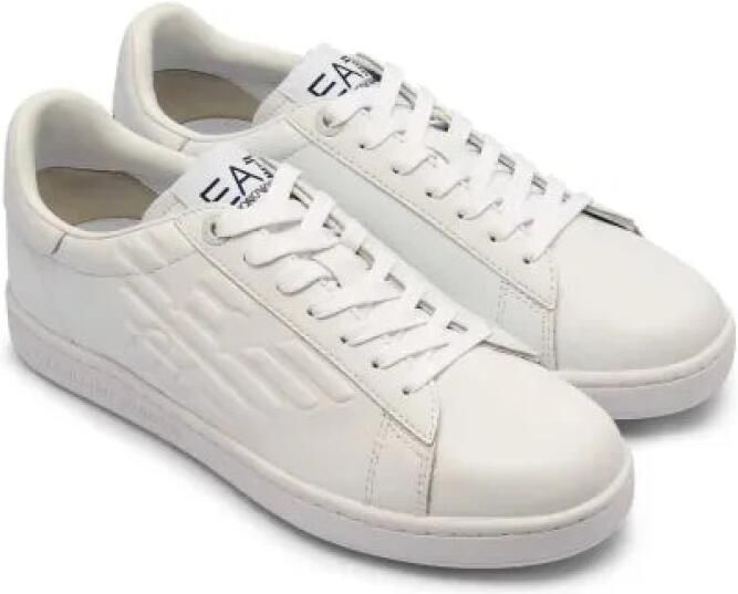Emporio Armani Lace-Up Leather Sneakers with Rubber Sole White - Foto 3