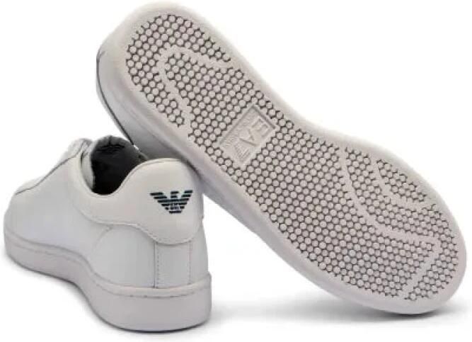 Emporio Armani Lace-Up Leather Sneakers with Rubber Sole White - Foto 4