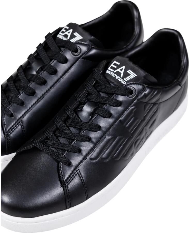 Ea7 emporio armani Leather Lace-Up Sneakers with Rubber Sole Black - Foto 6