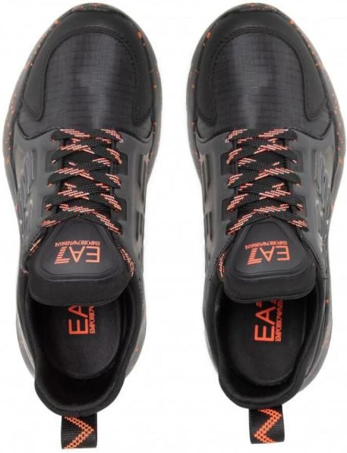 Emporio Armani EA7 Stijlvolle Zwart Oranje Sneakers