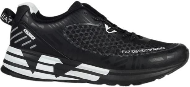 Emporio Armani EA7 Unisex Zwarte Witte Sneaker van Eco Leer Mesh Black Heren - Foto 5