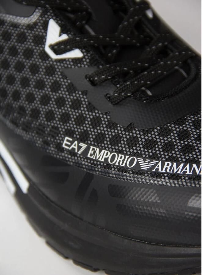 Emporio Armani EA7 Unisex Zwarte Witte Sneaker van Eco Leer Mesh Black Heren - Foto 2