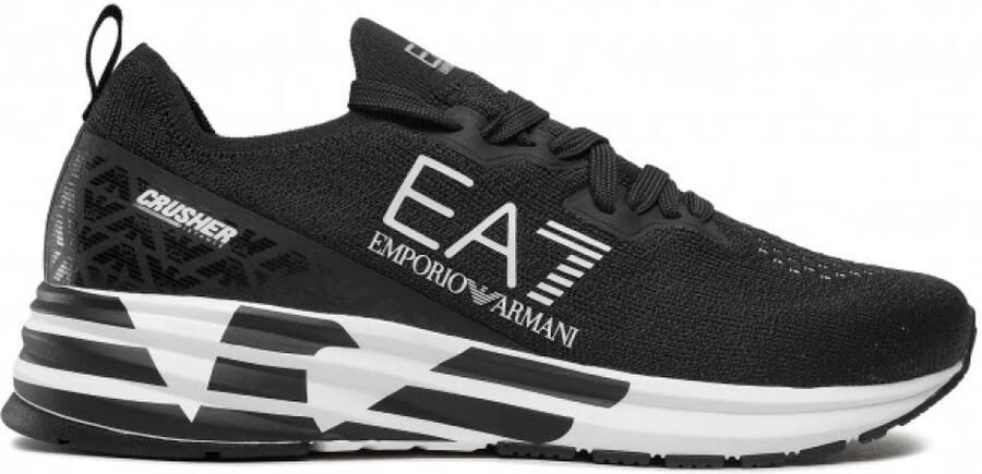 Emporio Ar i EA7 Zwarte Witte Mesh Sneaker Trainingschoenen Zwart