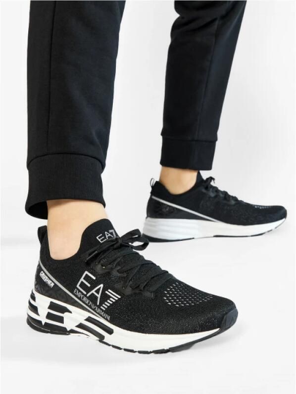 Emporio Armani EA7 Zwarte Witte Mesh Sneaker Trainingschoenen Zwart Dames - Foto 4