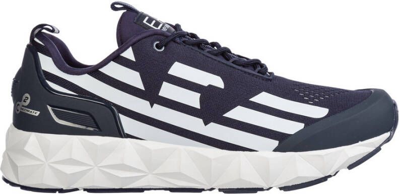 Emporio Armani EA7 Blauwe Print Sneakers voor Heren Blue Heren