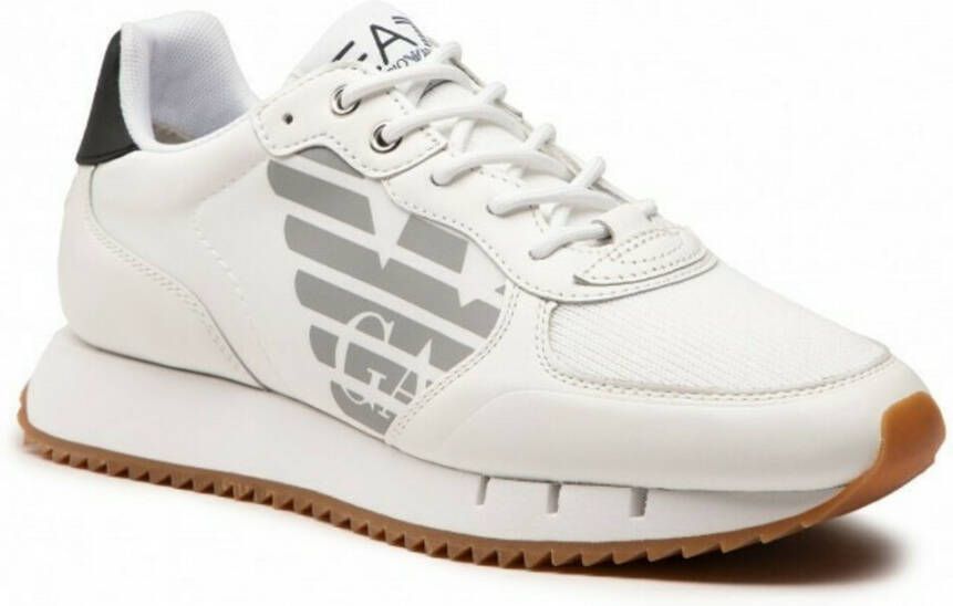 EA7 Emporio Armani Sneakers van leermix met labelprint model 'Basic Runner Eagle' - Foto 3