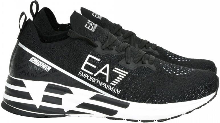 Emporio Armani EA7 Zwarte Witte Mesh Sneaker Trainingschoenen Zwart Dames - Foto 6