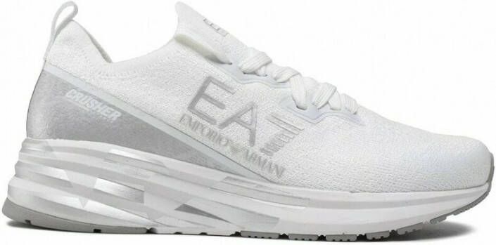 Emporio Armani EA7 Witte casual synthetische sneakers met 5 cm rubberen zool White Heren