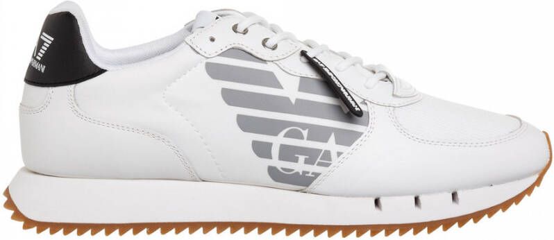 EA7 Emporio Armani Sneakers van leermix met labelprint model 'Basic Runner Eagle' - Foto 5