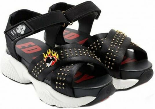 Ed Hardy Flaming Sandal Trendy Sneakers Black Dames