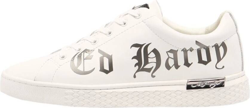 Ed Hardy Sneakers Script low top white-gun metal