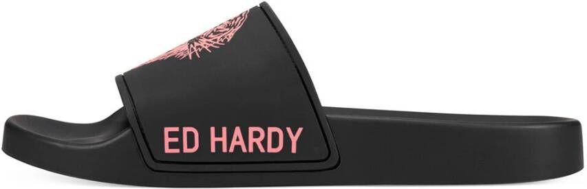 Ed Hardy Teenslippers Sexy beast sliders black-fluo red