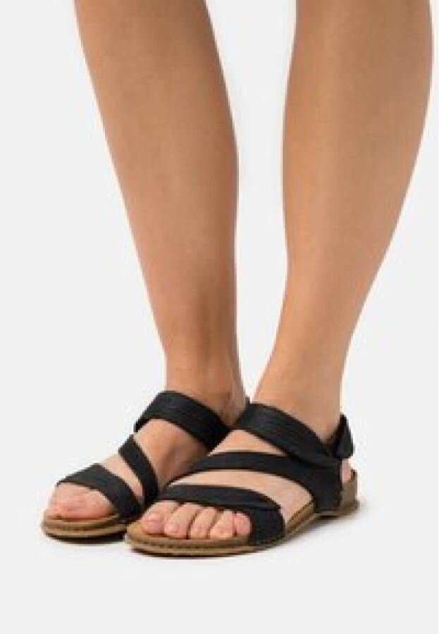 El Naturalista Flat Sandals Zwart Dames