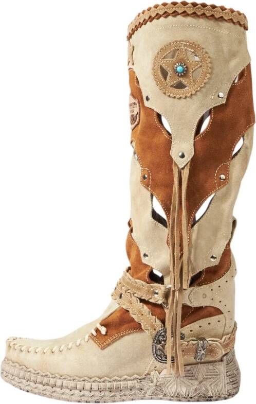 El Vaquero Vintage Leren Laarzen met Sterdetails Multicolor Dames