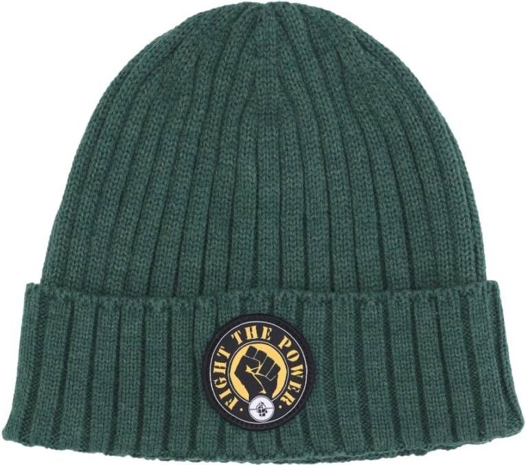 Ele t Geribbelde Boord Beanie Hoed Groen