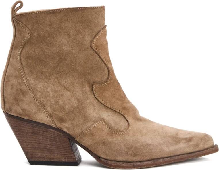 Elena Iachi Beige Enkellaarsjes van Suède