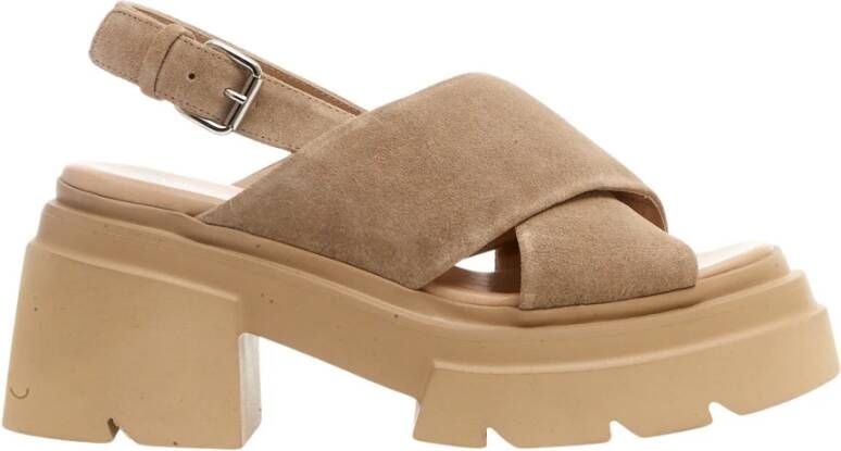 Elena Iachi Beige Suède Kruis Sandalen Beige Dames