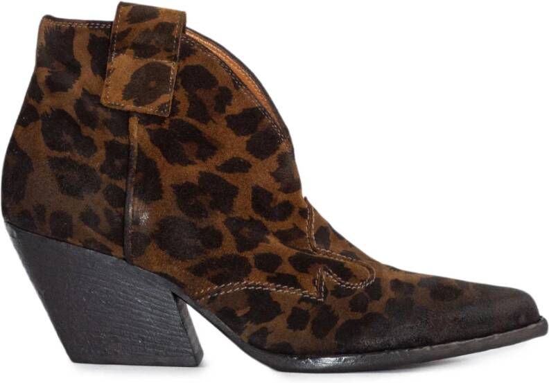 Elena Iachi Cheetah Suede Texan Enkellaarsjes