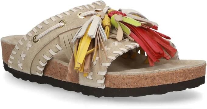 Elena Iachi Beige Sandalen met Franjes