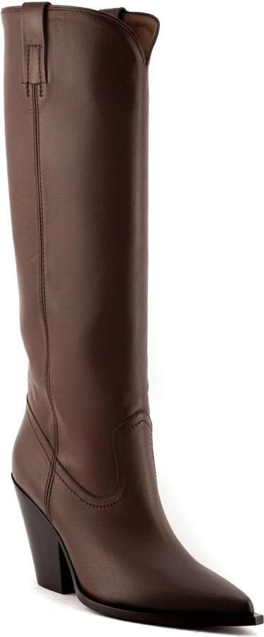 Elena Iachi Bruin Leren Texaanse Laarzen met 90mm Hak