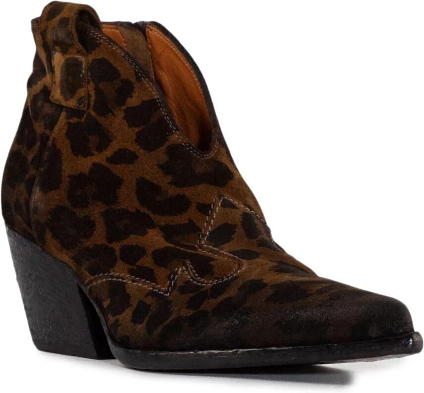 Elena Iachi Cheetah Suede Texan Enkellaarsjes