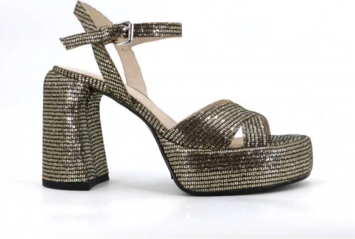 Elena Iachi Glitter Leren Hoge Hak Sandalen Black Dames