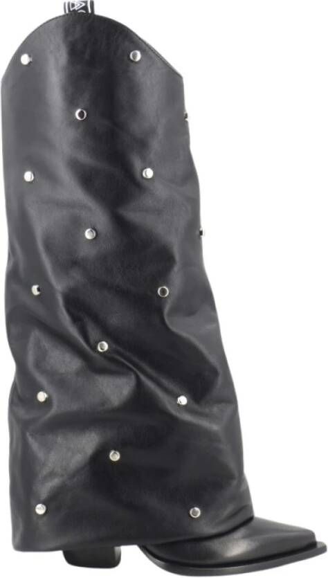 Elena Iachi Leren enkellaarzen met metalen studs