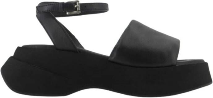 Elena Iachi Leren sandalen met rubberen sleehak van 60 mm