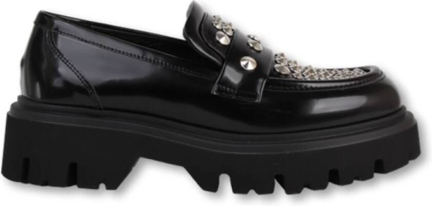 Elena Iachi Studded Zwarte Loafer Black Dames