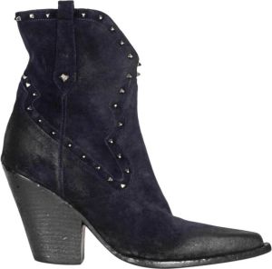Elena Iachi Vintage Suède Texaanse Stijl Hoge Hak Laars Blauw Dames