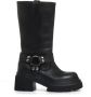 Elena Iachi Zwarte Leren Biker Laarzen Dikke Zool Black Dames - Thumbnail 1