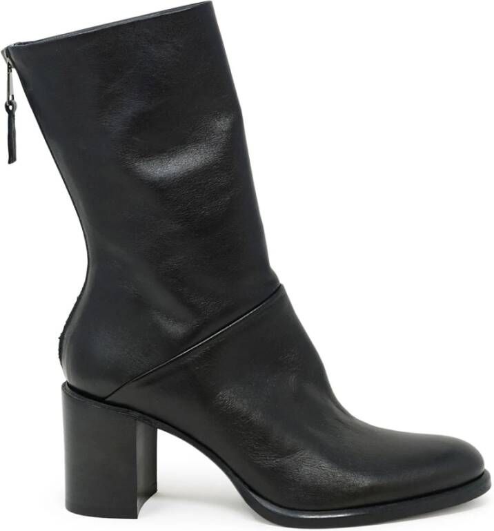 Elena Iachi Zwarte leren enkellaarsjes Fw22 Black Dames