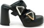 Elena Iachi Zwarte leren sandalen Ss24 Black Dames - Thumbnail 1