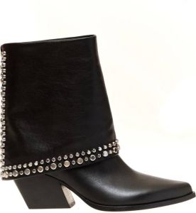 Elena Iachi Zwarte Leren Studs Hakken 70mm Zwart Dames