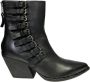 Elena Iachi Zwarte leren Texaanse enkellaarzen Black Dames - Thumbnail 1