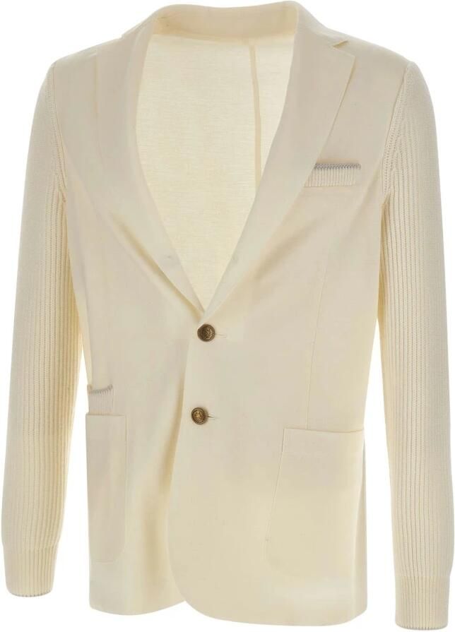 Eleventy Blazer van geribbelde knit met elleboogstukken - Foto 2