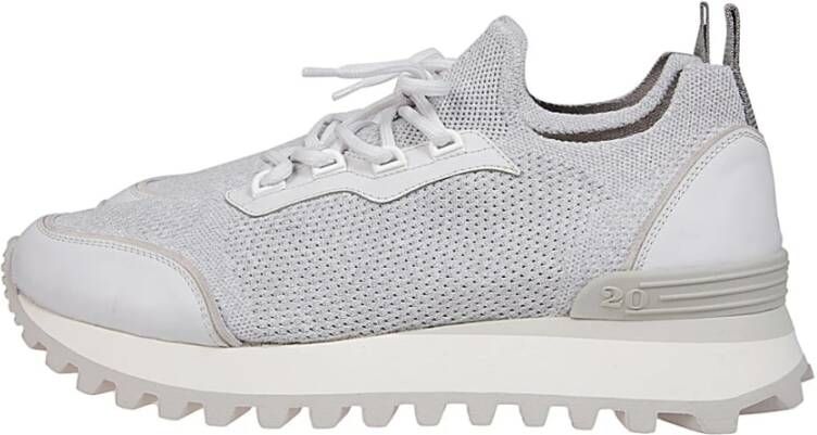 Eleventy Grijze Stof- en Leren Sneakers Gray Heren
