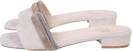 Eleventy Suède Sandalen met Tweekleurige Strassbanden