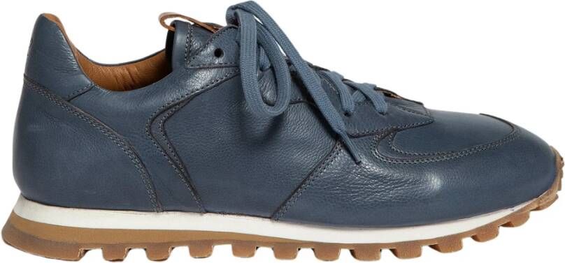 Elia Maurizi Blauwe Denim Leren Runner Schoenen Blue Dames