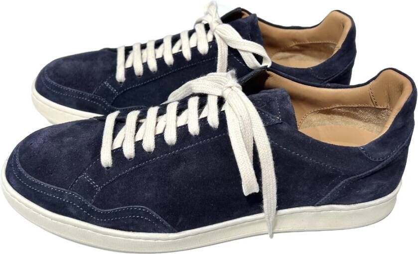 Elia Maurizi Blauwe Velor Sneakers Blue Heren