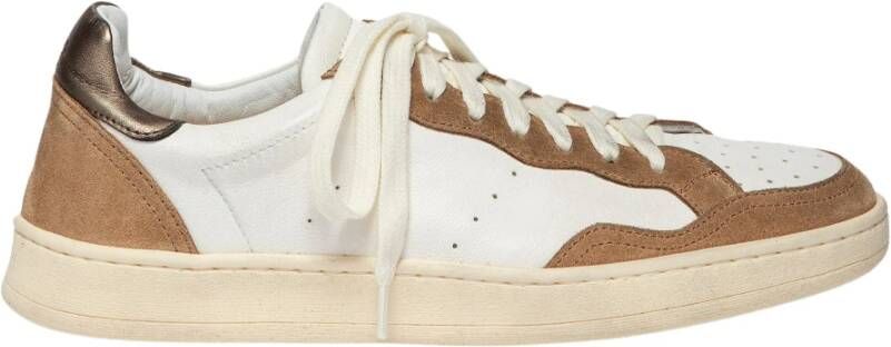 Elia Maurizi Handgemaakte Witte Tabak Suède Sneaker Brown Heren
