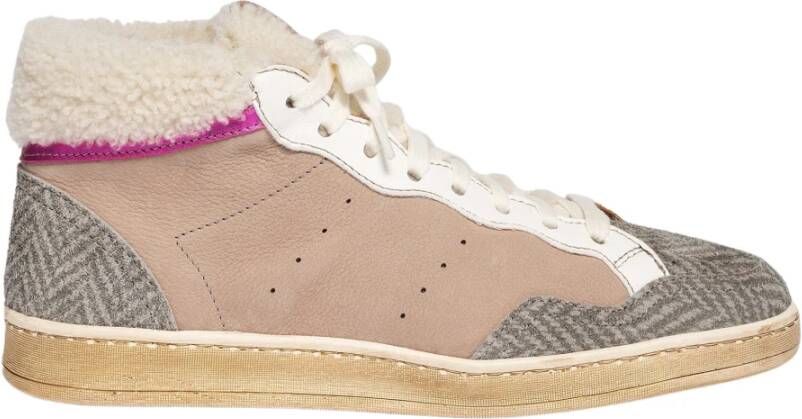 Elia Maurizi Taupe en Grijs Leren Sneaker Boot Multicolor Dames