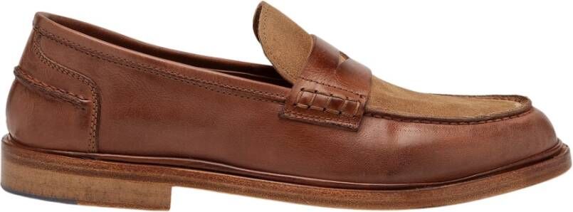 Elia Maurizi Tweekleurige Penny Loafer in Tan & Tabak
