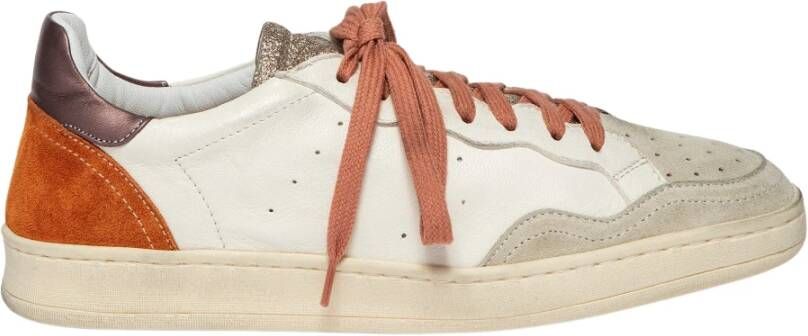 Elia Maurizi Wit Roze Suède Sneaker Metallic Glitter Multicolor Dames