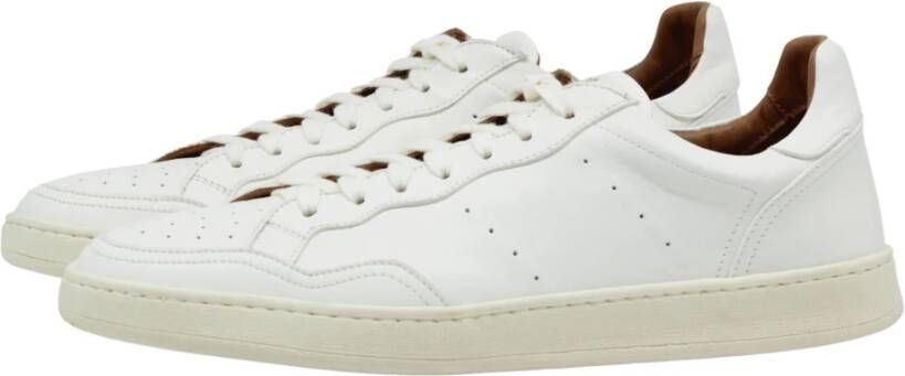 Elia Maurizi Witte Leren Sneaker met Logo White Heren