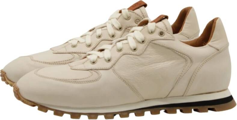 Elia Maurizi Zefiro Sneaker Ivoor Lederen Profielzool Beige Dames