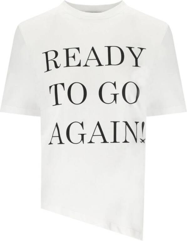Elisabetta Franchi Asymmetrisch T-shirt met impactvolle boodschap